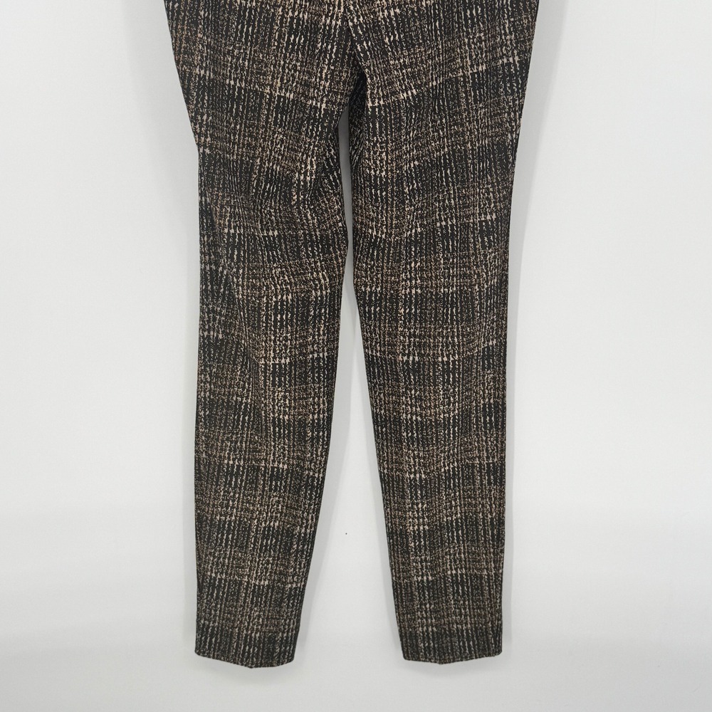 ANNE KLEIN Womens XXS Plaid Pants Black Gold Straight Leg Stretch Slim Fit New - Picture 6 of 15